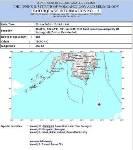 菲律宾棉兰佬岛南部外海发生多次地震